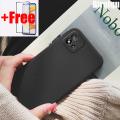 (Free Tempered Glass)Biruiqu For Realme C11 2021 Shockproof Anti Slip Soft TPU Sandstone Matte Back Case Cover. 