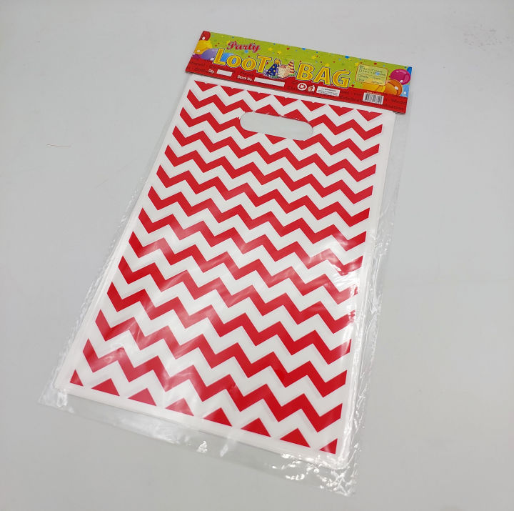 RED ZIGZAG GOODY BAGS PACK OF 10 RED THEME PARTY FAVORS GOODY BAGS