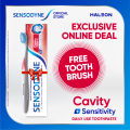 Sensodyne Cavity + Sensitivity Toothpaste, 24H Dual Protection, 100g X Free Toothbrush. 