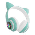 Cat Ear Wireless Bluetooth Headphones - Glowing LED Light-Up Foldable Headset for Kids and Adults. 
