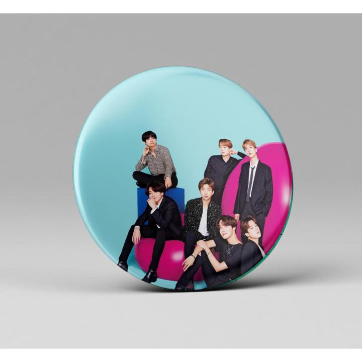 BTS Badge Cool Pink Color bangtan Boys Design Badge (Pack Of 2)