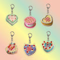 Pink Heart Acrylic Retractable Key Chain Korea Cute Cake Students Keychain Holder Keychains Lanyard Accessories Y2K With Gifts. 