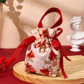 Small Candy Bag Elegant String Printed Drawstring Pouch Reusable Gift Bag for Wedding Party Favors Events Guests. 