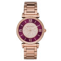 Michael Kors Catlin Rose Gold Stainless Steel Burgundy Dial Quartz Watch for Ladies - MK-3412. 