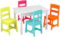 Vibrant Highlighter Table and 4 Chair Set - Durable Wooden Kids Furniture with Multicolor Chairs - Ideal for Play and Learning. 