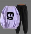 Marshmello Printed Fleece Full Sleeves Pull Over Sweatshirt & Trouser Tracksuit For Men & Boys. 