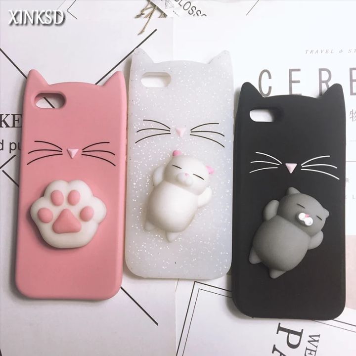 3D Cute Squishy Bear Seal Phone Case For iPhone 15 6S 8 Plus Xs Case Cartoon Animal Cat Ear Silicone Case For iPhone5S SE 8 Plus