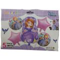 PRINCESS SOFIA THEME FOIL BALLOONS ( PACK OF 5 FOIL BALLOONS ). 