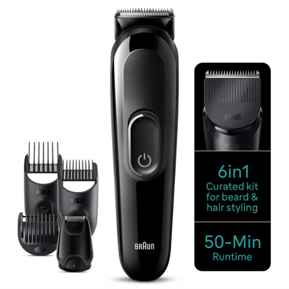 Braun 6-in-1 Style Kit 3 MGK3410 beard, hair. With 50min runtime, black