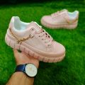 Women Chain Decor Butterfly Lace-up Front Skate Casual Shoes Imported non Slip Pink Sneakers for Women. 