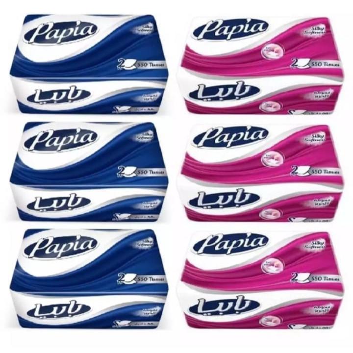 Pack of 6 Papia Tissue Silky Soft (2ply 500 Sheets)