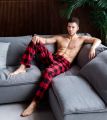 Printed Linen Sleepwear Pajama Black check Pajama Pants In Red Color Loungewear Sleepwear trousers Lounges Pants for men. 
