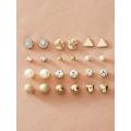 Shein- 12pairs Rhinestone Decor & Faux Pearl Decor Stud Earrings. 