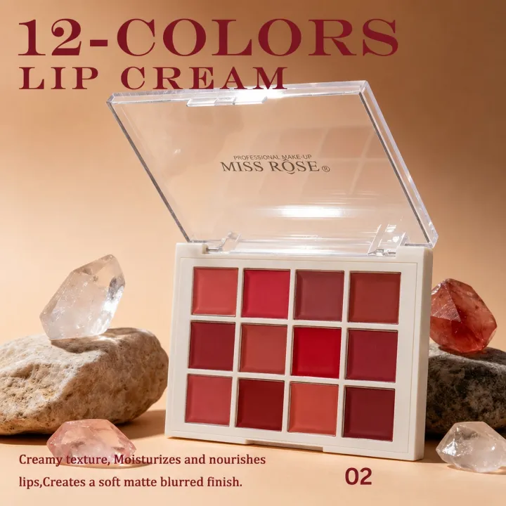 Miss%20Rose%2012%20Color%20Soft%20&%20Matte%20Long%20Lasting%20Waterproof%20Nourishing%20Lip%20Cream%20Lipstick%20Palette%20-%20Image%204