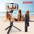 ENRG Selfie Stick With  Wireless Bluetooth Foldable Mini Tripod Stand Mobile Holder With Fill  Shutter Remote Control For IOS Android - Black. 