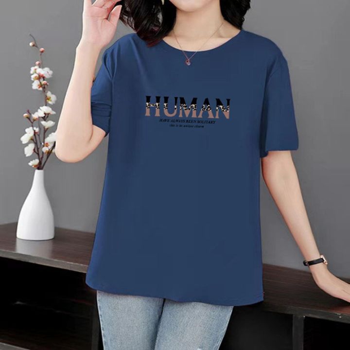 Thin%20short-sleeved%20t-shirt%20women's%20summer%202022%20summer%20new%20plus%20size%20fat%20sister%20imitation%20cotton%20loose%20top%20ladies%20k%20-%20Image%202