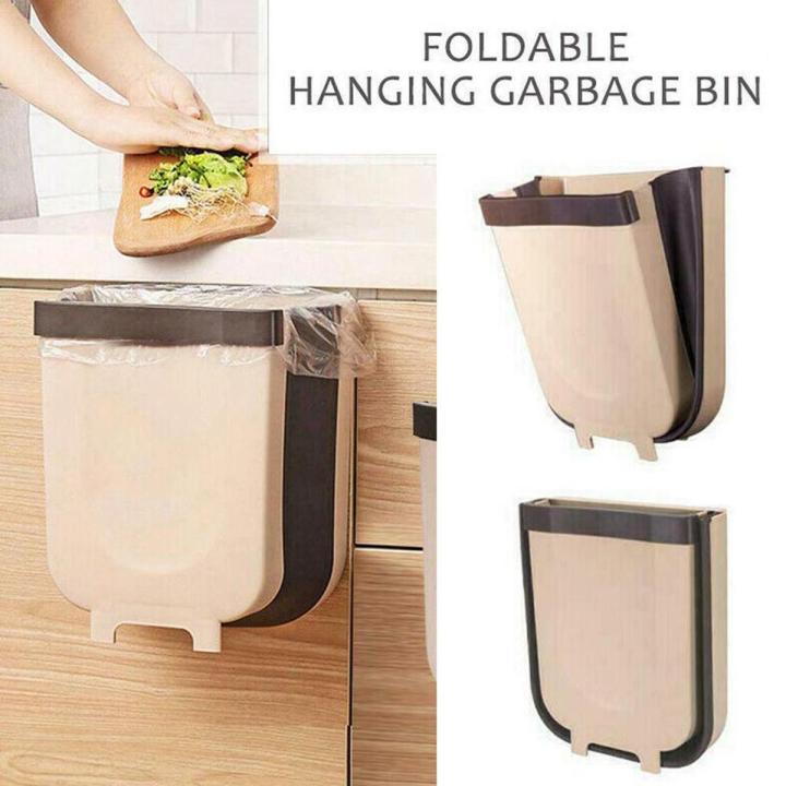 Kitchen Cabinet Door Hanging Trash Garbage Folding Dust Bin Fruits and Vegetable- Multi