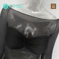 DR BEI T-shirt Stretchy Off Shoulder See-through Tee Shirt. 