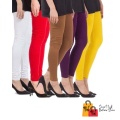 Red Stretchable Lycra Tights for Girls and Women Ideal for Yoga and Gym Fashion Ethnic Wear Legging Red Tights for Women for Casual in black and Skin Free-Size Fits 26-38 inch Waist. 