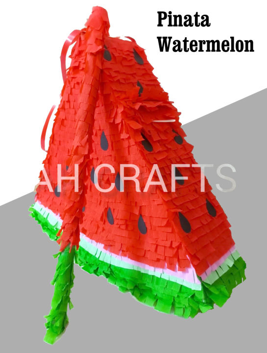 PINATA WATERMELON SLICE - BEST QUALITY HANDMADE - Best for kids Birthday Fun - EMPTY PINATA - Easy to Fill (Cocomelon Theme)