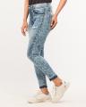 Blue Slim Fit High-Waisted Denim Pants for Women. 