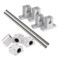 Horizontal 8mm Dia Linear Motion Ball Bearing Slide Bushing 200mm Linear Shaft Optical Axis with Rod Rail Support Set. 