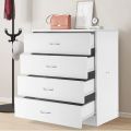 Chest of 4 Drawers Modern White, Chest of Drawers for Bedroom, Storage Cabinet Dresser Organizer Unit with Handle for Living Room. 
