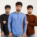 Ruku Garments Men's Long Sleeves Kurti T-Shirt Pack of 3. 