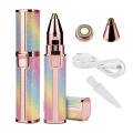 2 in 1 Electric Eyebrow Trimmer and Shaver, Rechargeable Hair Remover for All Parts Use in Pen Flawless Hair Remover Rechargeable Painless-Precision Eyebrow Trimmer and Eyebrow Razor Tool with LED Light for Face, Lips, Nose, Chin, Arm. 