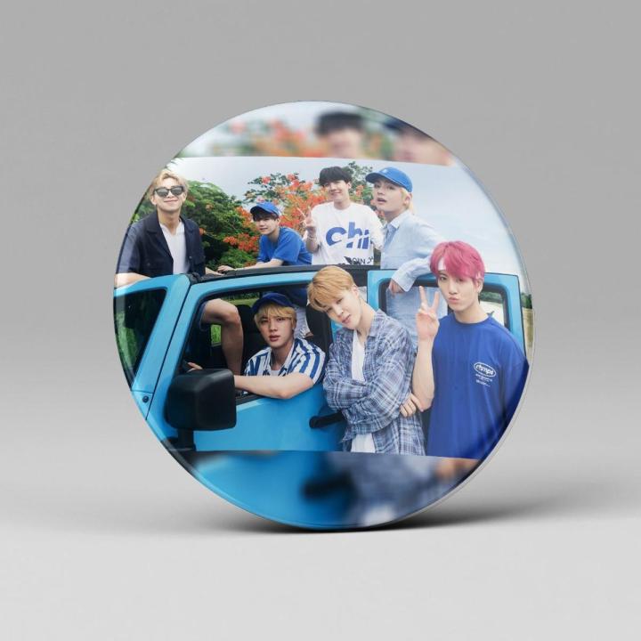 BTS Badges Group Members Rounded Kpop for Army Lovers (Pack Of 2)