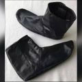Black Leather Socks Mozay for Hajj Umrah With Velcro and Zipper For Winter - Unisex. 