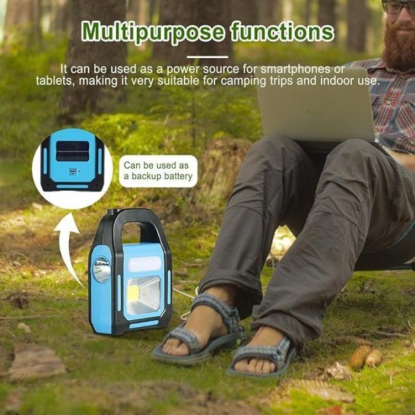 Portable Solar Rechargeable LED Lantern with USB Charging – 5200mAh ...
