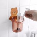 Teddy Bear Tooth Brush Holder for Bathroom Wall Mounted Self Adhesive Tooth Paste Brush Stand for Wash Basin Plastic. 