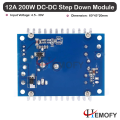 DC Step Down Module, DC-DC 12A Adjustable High-Power Low-Ripple Step Down Module 95% Car Power Module for Storage Batteries & Power Transformer. 