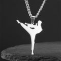 My Shape Karate Men Taekwondo Pendant Necklaces Martial Arts Jiu Jitsu High Kick Sports Charm Chain Stainless Steel Jewelry Gift. 