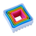 Square Cookie and Biscuit Cutters, Assorted Sizes, Bright Colors, 5-Piece Set. 