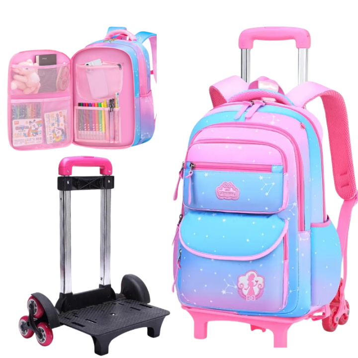 NEW%20Waterproof%20Kids%20Trolly%20School%20Backpack-%206%20Wheels%20-%20Image%202
