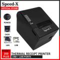 Speed X 200 Plus Thermal Receipt Printer USB + LAN Ports - Business Grade Raseed Invoice Printer for Bakeries / Medical Stores / Other Retail. 