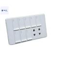 8-Gang ECM Metal Switch Board with 2 Sockets. 