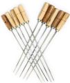 BBQ Sticks Pack Of 6,12 Bar B Q Stick With Wooden Handle Bbq Stick Flat Stick Chicken Tikka Stick Coal Stick Handle Stick. 