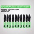 10Pcs Sc/Apc Fiber Optic Connector Embedded Single Mode Component Fiber Optic Quick Connector-Black + Green. 