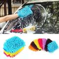 Microfiber Car Wash Cleaning Gloves in Pink Super Mitt ideal for cleaning car/glass/mirror/desk/window. 