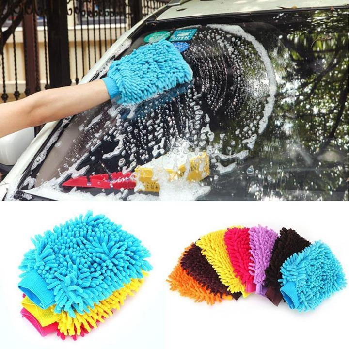 Microfiber Car Wash Cleaning Gloves in Pink Super Mitt ideal for cleaning car/glass/mirror/desk/window