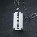 Vnox Unique Shaving Blade Pendant For Men Necklace Stainless Steel Casual Plain Male Jewelry With 20"/24" Chain. 
