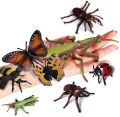 Odowalker 9 pcs Lifelike Assorted Plastic Insects Bugs Figures Realistic Sandbox Toy Butterfly, Bee, Ladybug, Grasshopper, Mantis,Uang,Stag Beetle. 