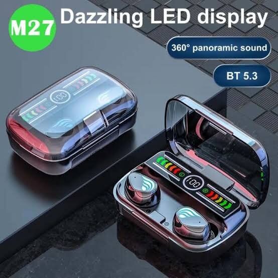 M27%20BT%20TWS%20Wireless%20Earbuds%20Earphones%20Touch%20Control%205.1%20with%20power%20bank%20charger%20Headset%20Waterproof%209D%20Hifi%20Quality%20Earbuds%202000mAh%20Stereo%20Sports%20Headphones%20With%20Microphone%20Samad%20Interprises%20-%20Image%205
