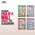 Pack of 4 Wall Charts for Classrooms and Preschool Decoration | Wall Posters For Kids Early Education with HD Pictures on 200 grams Laminated Card 20*30 inches. 