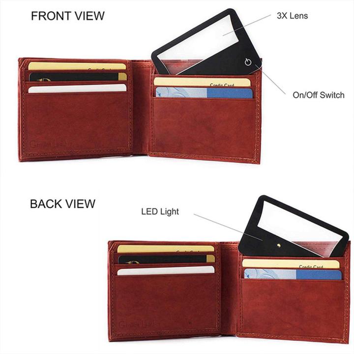 Credit Card Size Lighted 3X Magnifier Bundle Includes 2 Magnifiers, Each Magnifier for Reading Has 3X Lens, Use As 3X Magnifying Glass with Light or As Reading Magnifier for Menus