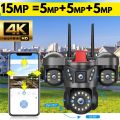 Global Version IP Camera  New Flagship 15MP Triple Lens Security Camera Wireless Outdoor WiFi 15MP 4K THREE Lens PTZ Wifi Camera Indoor / Outdoor Waterproof Security Video Surveillance Camera Light Alarm. 