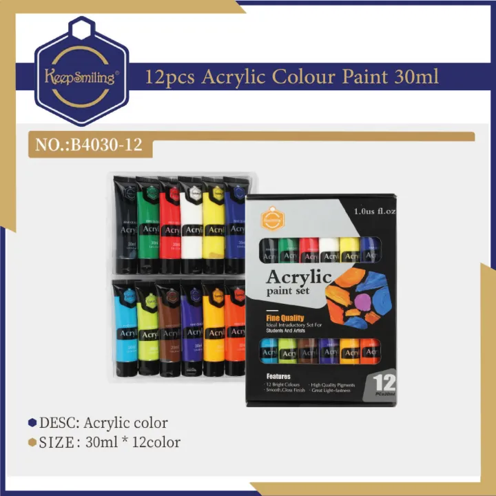 Keep%20Smiling%20B4030%20Acrylic%20Color%20Paint%20Set%2012pcs%20x%2030ML%20in%20each%20tube%20-%20Image%202